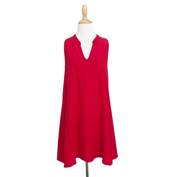 AMANDA UPRICHARD 100% Silk Charmeuse Flowy Red V-Neck Swing Dress Size S - Picture 1 of 9